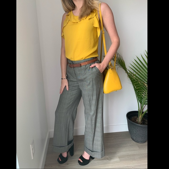 Gray plaid flare business pants - Picture 1 of 8